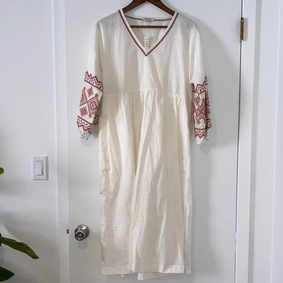 Madewell | Dresses | Madewell Linencotton Cream White Embroidered Dress  Never Worn Nwt Size M | Poshmark